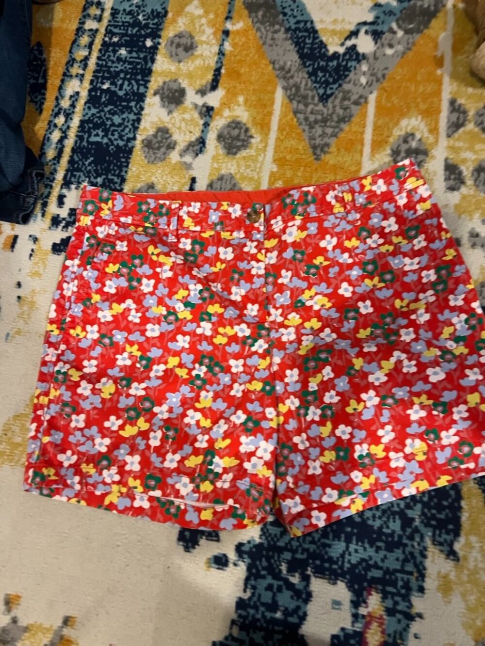Talbots Girlfriend Chino Shorts Red Floral Size 14P